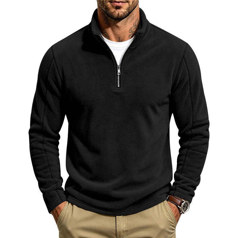 Herren Fleece-Pullover mit kurzem Reißverschluss und Stehkragen Drune