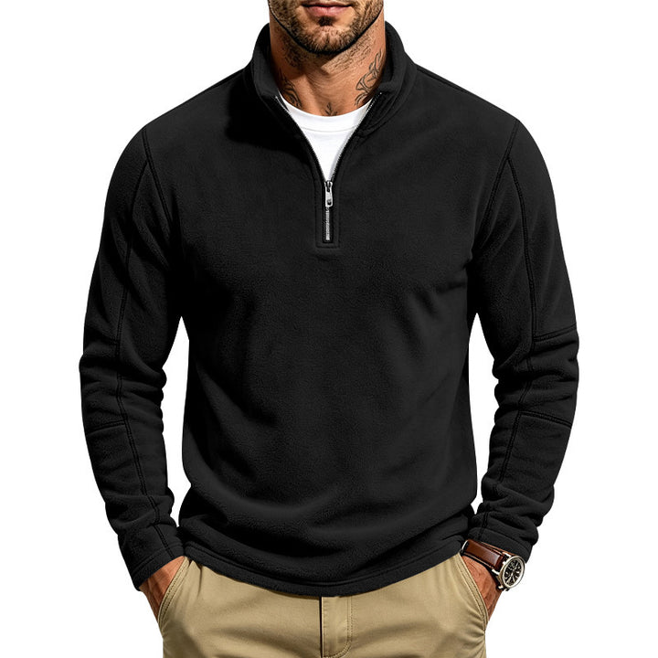 Herren Fleece-Pullover mit kurzem Reißverschluss und Stehkragen Drune