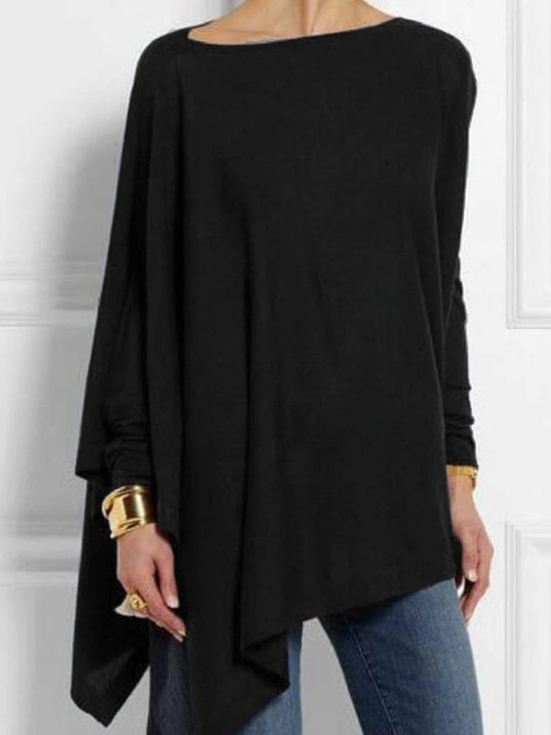 Damen nan drapierte Oversize-Tunika mit schrägem Zipfelsaum und weiten Fledermausärmeln Drune