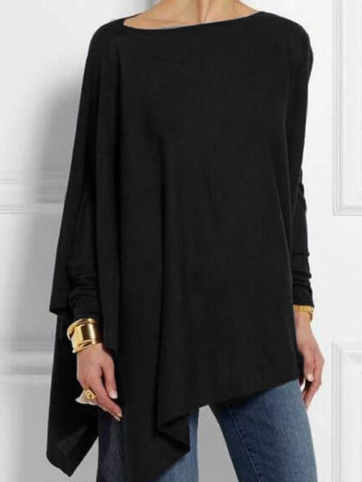 Damen nan drapierte Oversize-Tunika mit schrägem Zipfelsaum und weiten Fledermausärmeln Drune
