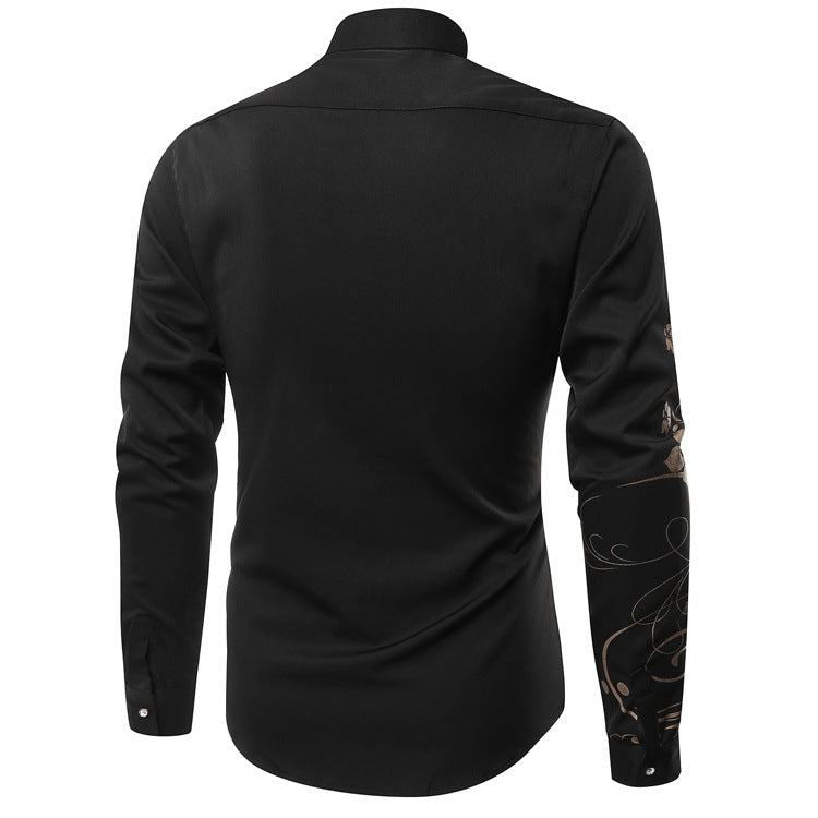 Herren Slim-Fit Hemd mit floralem Allover-Print, Langarm und Stretch-Baumwollmix Drune