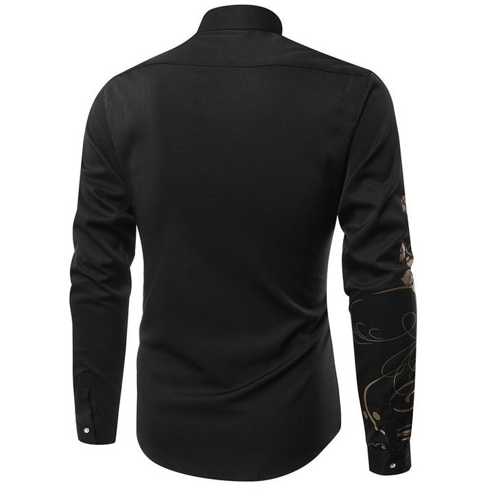 Herren Slim-Fit Hemd mit floralem Allover-Print, Langarm und Stretch-Baumwollmix Drune