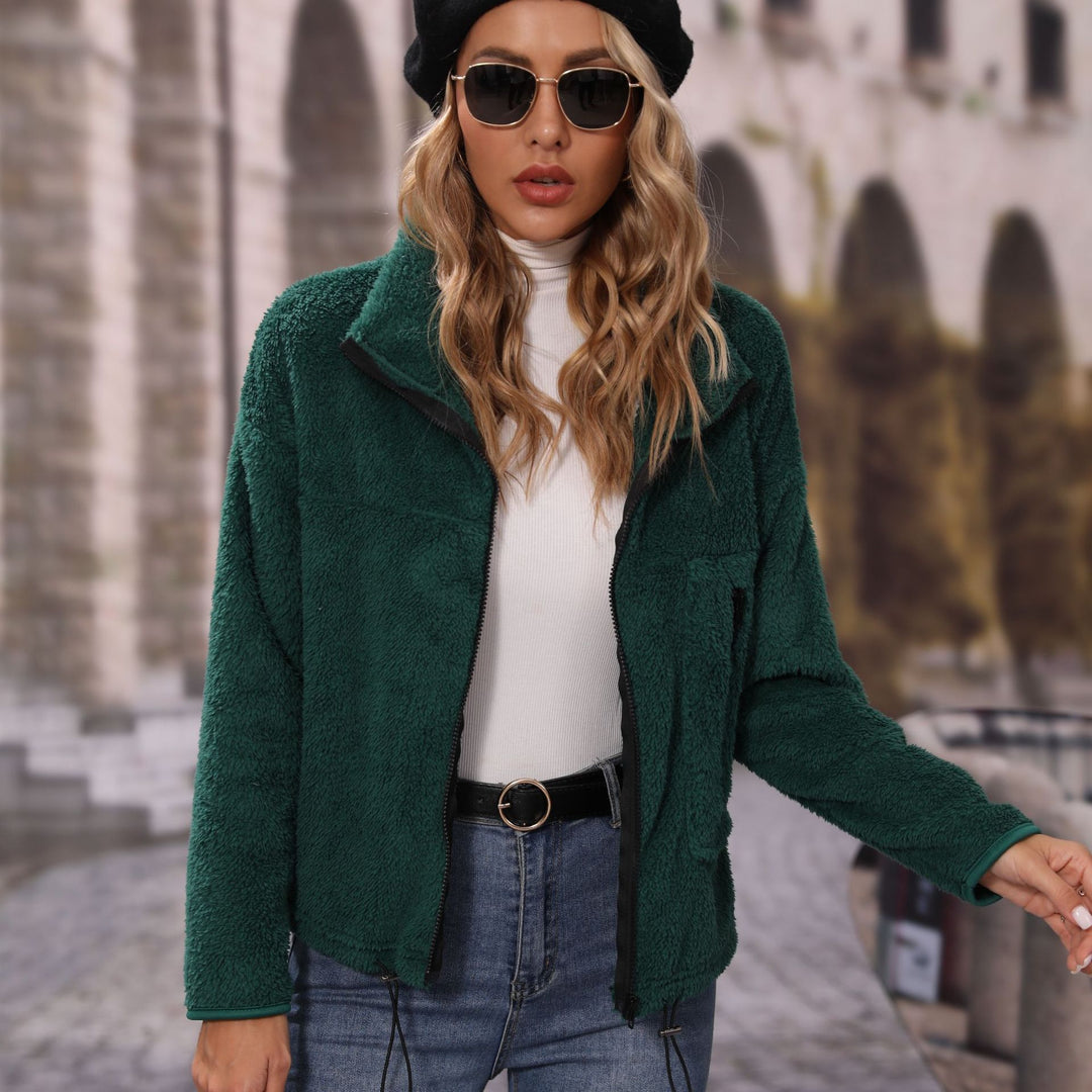 Damen Fleecejacke mit hohem Kragen und praktischen Reißverschlusstaschen Drune