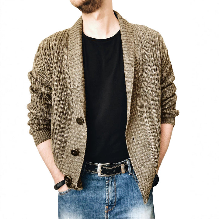 Herren Strickcardigan mit Schalkragen und Knopfleiste Drune