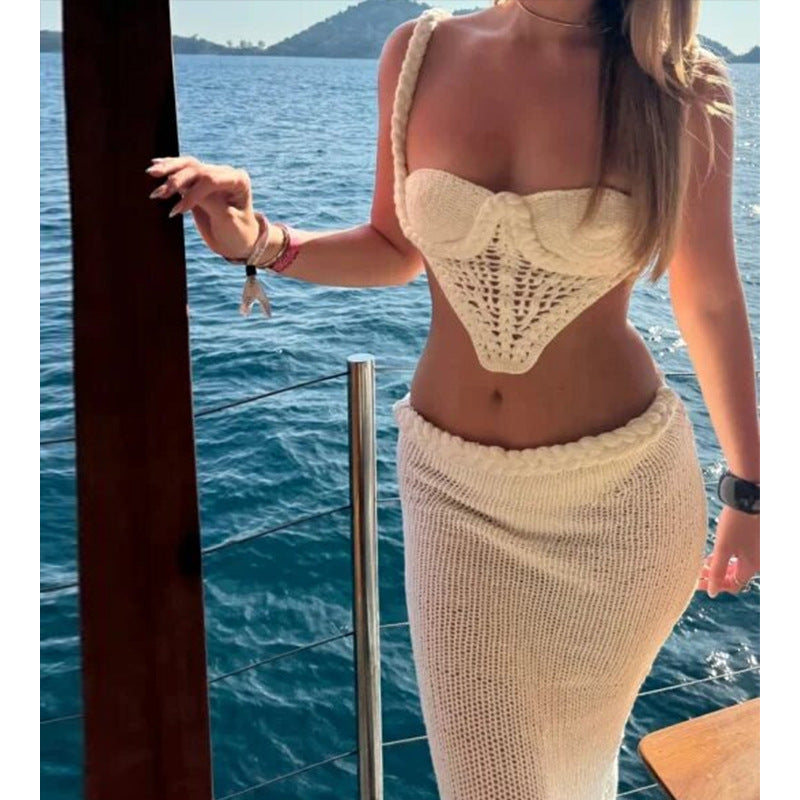 Damen Häkel-Bikini-Set mit verstellbaren Trägern und elastischem Bund Drune
