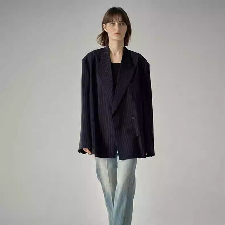 Damen eleganter gestreifter Anzugblazer Drune