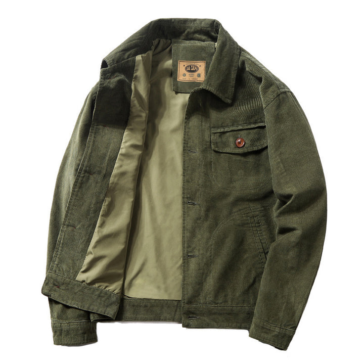 Herren Cord-Truckerjacke mit leichtem Innenfutter, Hemdkragen und aufgesetzter Brustklappe Drune