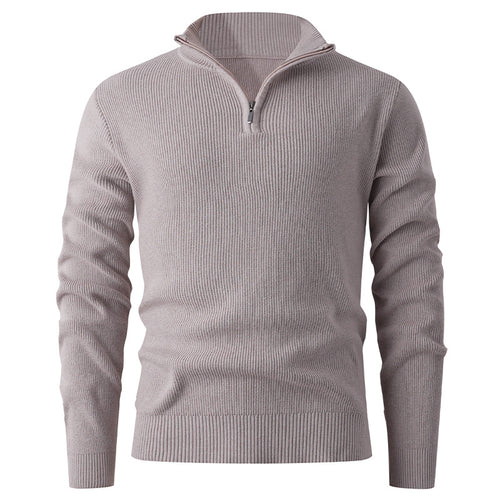 Herren nan Slim-Fit Halbzip-Strickpullover aus Merino-Baumwollmix mit verstärktem Stehkragen Drune