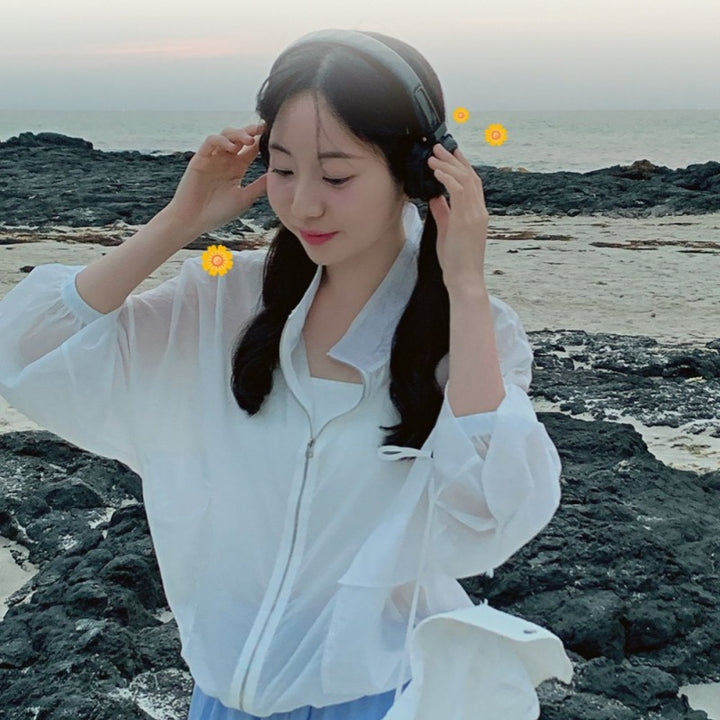 Damen leichte Windjacke mit praktischem Reißverschluss und Kängurutasche Drune