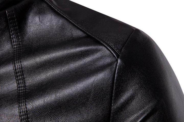 Herren Slim-Fit Biker-inspirierte Kunstlederjacke mit Stehkragen und minimalistischer Nahtführung Drune