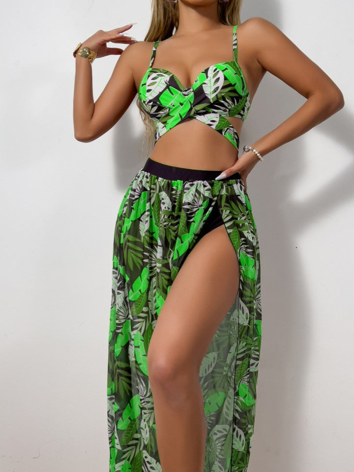 Damen Bikini-Set mit extravagantem Cut-Out und floralem Rock Drune