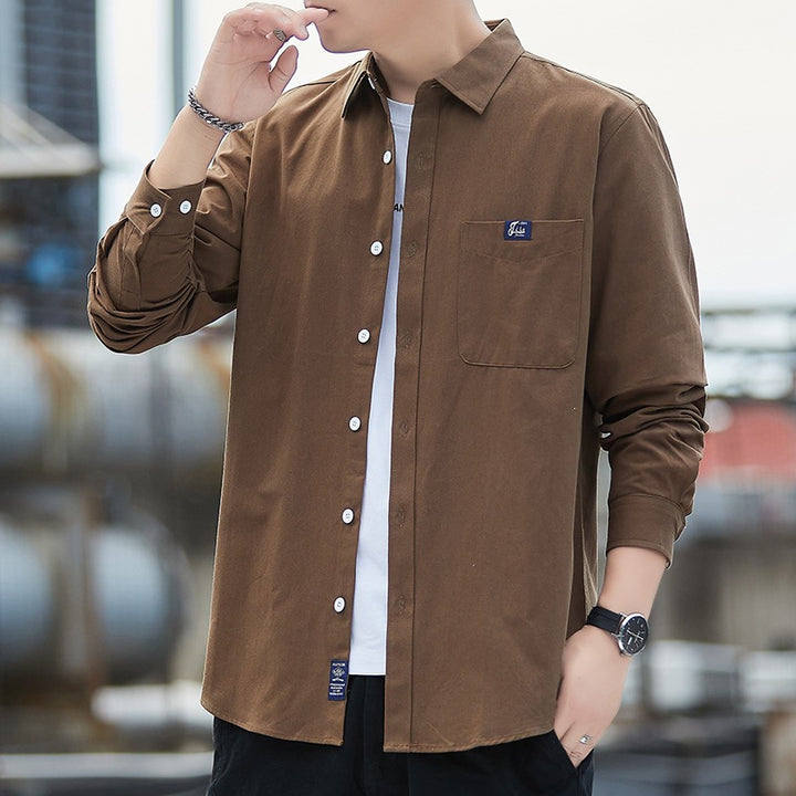 Herren Baumwoll-Overshirt im Casual-Look mit Brusttasche & Hemdkragen Drune
