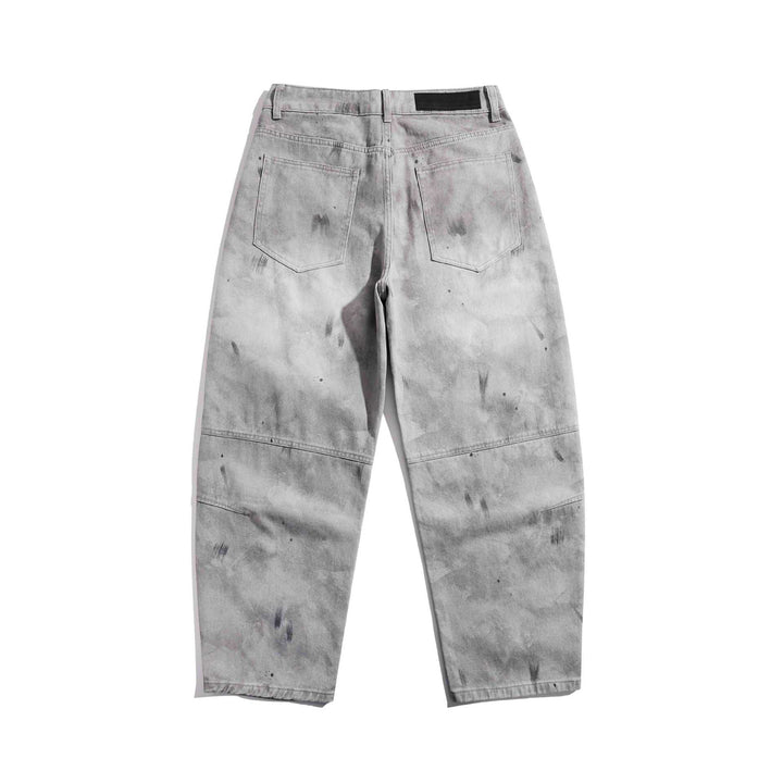 Damen Hochtaillierte Baggy-Jeans im Used-Look mit Knie-Patches Drune