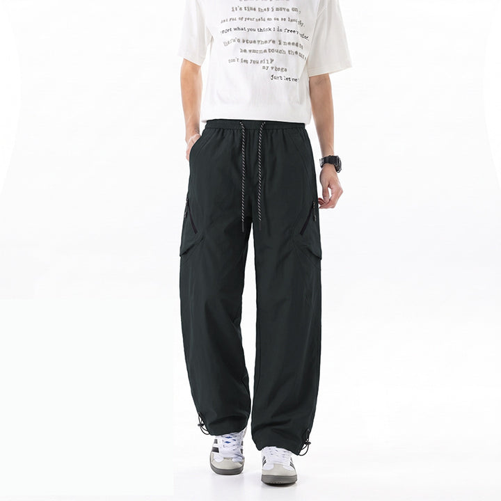 Herren weite Technical Utility-Cargo-Hose mit Tunnelzugbund und multifunktionalen Taschen Drune