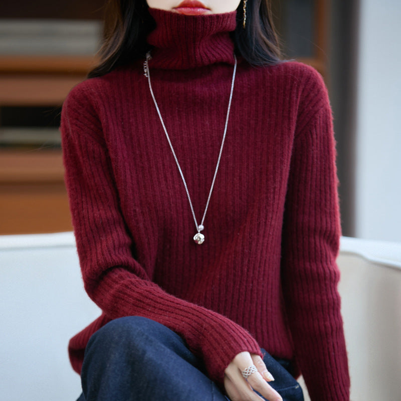 Damen Schlanker Feinstrick-Rollkragenpullover mit feiner Rippenstruktur und kaschmirähnlicher Haptik Drune