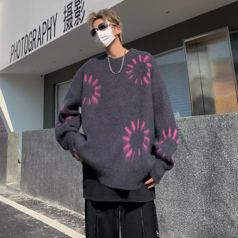 Unisex Grobstrickpullover mit grafischem Muster Drune