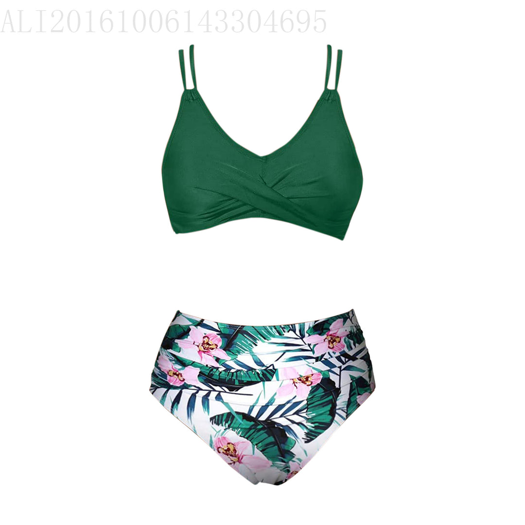 Damen Trendiger Hochschnitt-Bikini mit Raffung Drune