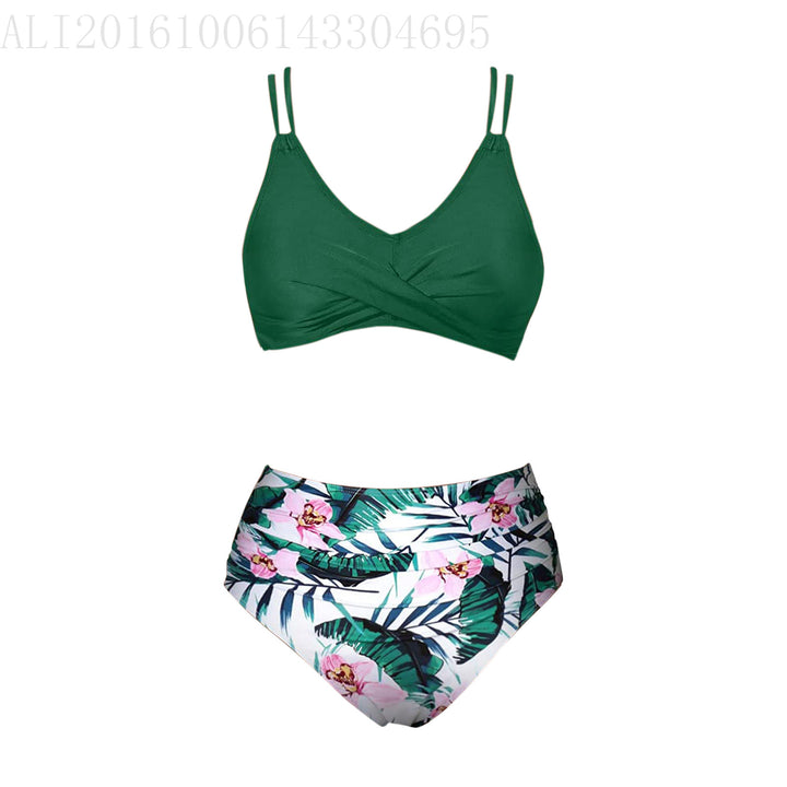 Damen Trendiger Hochschnitt-Bikini mit Raffung Drune