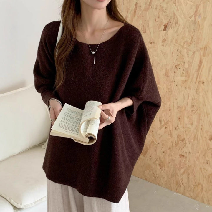 Damen Oversized Strickpullover mit lässigem Schnitt und dramatischen Ärmeln Drune