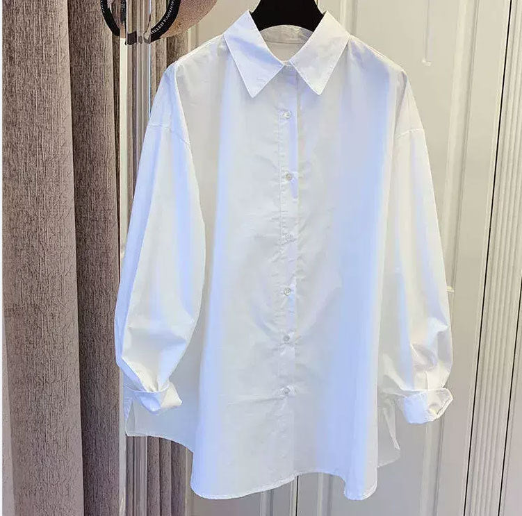 Damen Lässige Baumwollbluse mit Puffärmeln Drune