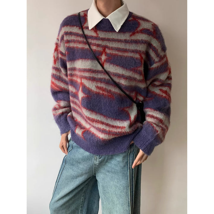Damen Modischer Grobstrickpullover mit grafischem Muster Drune