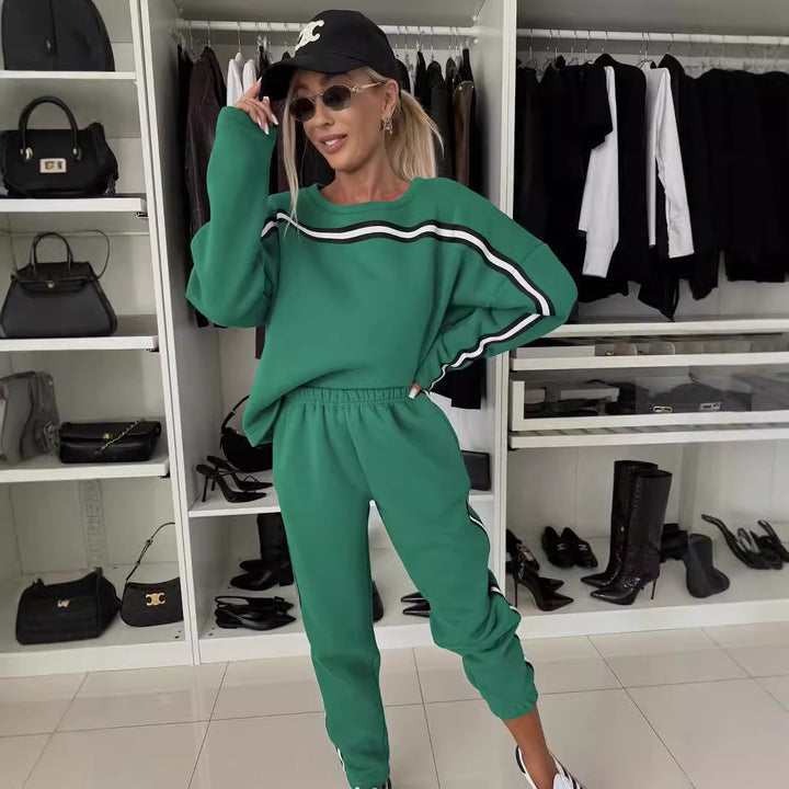 Damen Sportbekleidungs-Set mit bequemem Sweatshirt und elastischen Jogginghosen Drune