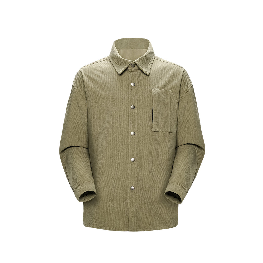 Herren Oversize-Cordhemdjacke mit Druckknöpfen und Brusttasche Drune