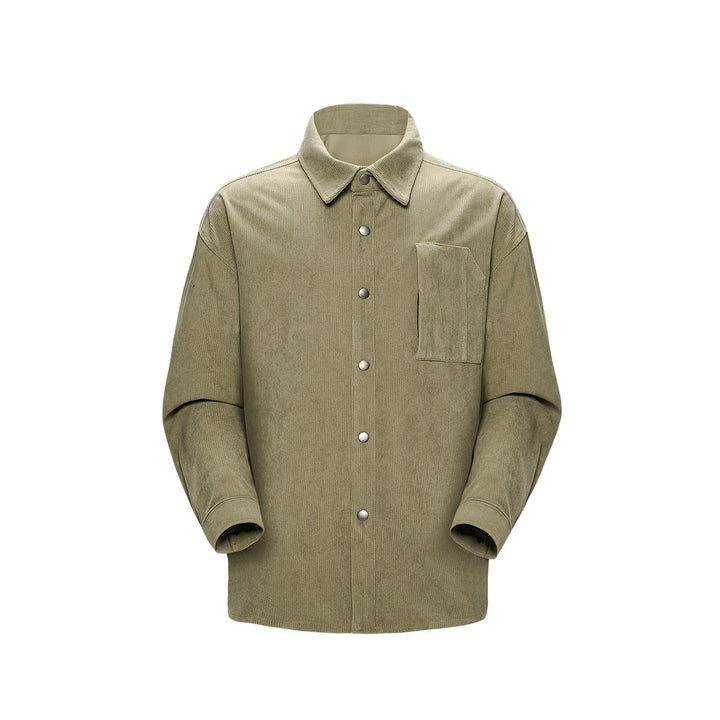 Herren Oversize-Cordhemdjacke mit Druckknöpfen und Brusttasche Drune