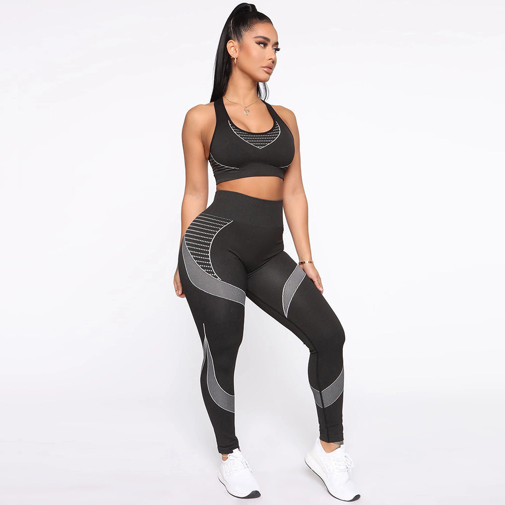 Damen sportliches Trainingsset mit Hochleistungs-BH und figurbetonten Leggings Drune