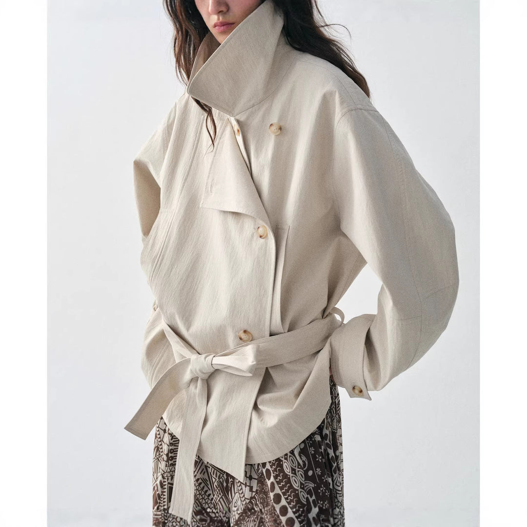 Damen Modische und lässige Jacke mit hohem Kragen Drune