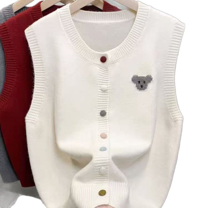 Damen Strickweste mit süßem Bärenmotiv Drune