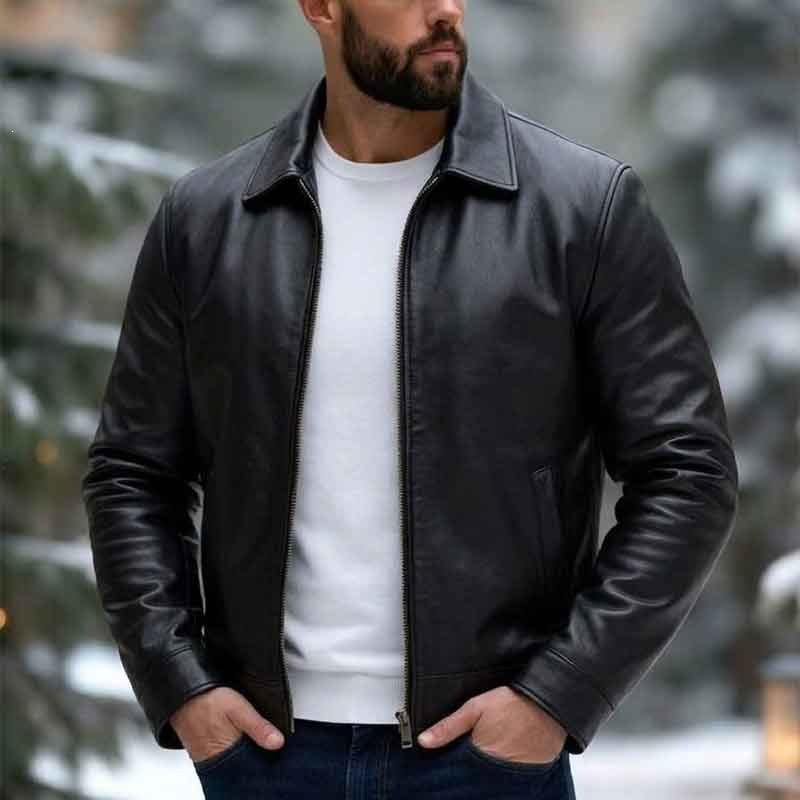Herren Modische Lederjacke Drune