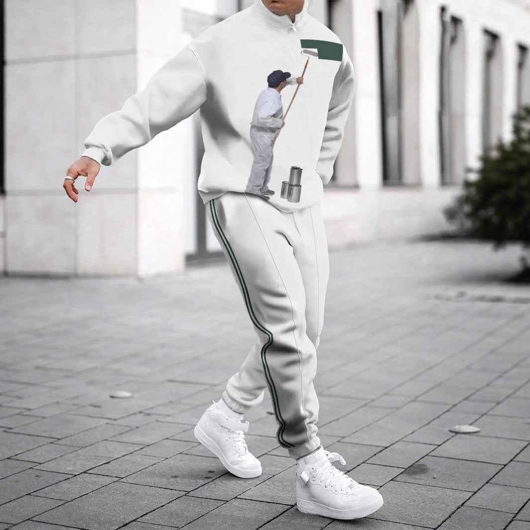 Herren Sportliches Sweatshirt mit modernem Zipper und grafischem Muster Drune