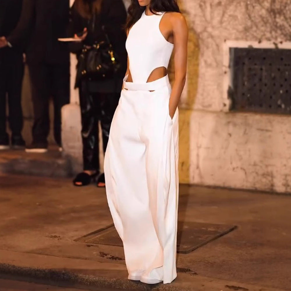 Damen Elegantes Cut-Out Jumpsuit mit Hochbund Drune