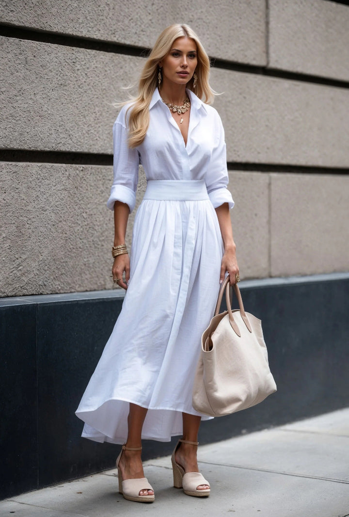 Damen Hemdkleid mit asymmetrischem Saum und tailliertem Schnitt Drune
