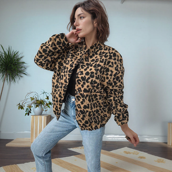 Damen modische Teddyjacke im Leopardenmuster Drune