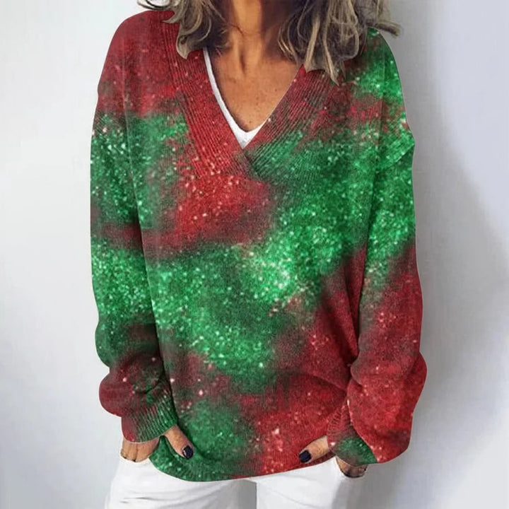 Damen Strickpullover mit kunstvollem Landschaftsmuster Drune