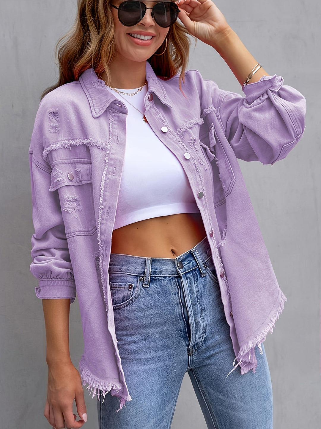 Weite Jeansjacke aus Baumwolle