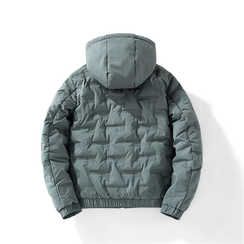 Herren nan isolierende Kapuzen-Steppjacke mit geprägtem Quadratmuster und elastischen Bündchen Drune