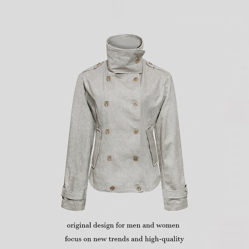 Damen Kurze Doppelreihige Cabanjacke mit Stehkragen und Taillierung Drune