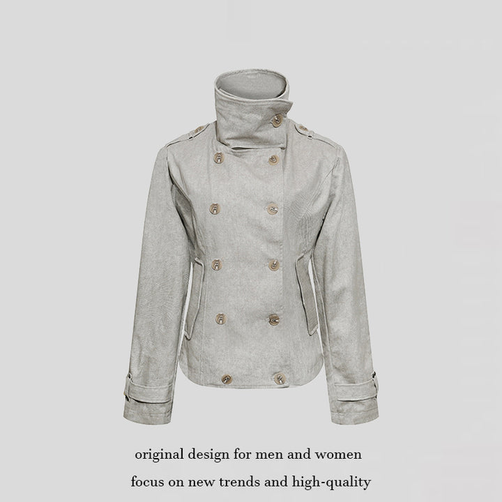 Damen Kurze Doppelreihige Cabanjacke mit Stehkragen und Taillierung Drune