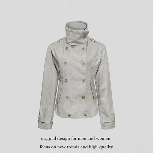 Damen Kurze Doppelreihige Cabanjacke mit Stehkragen und Taillierung Drune