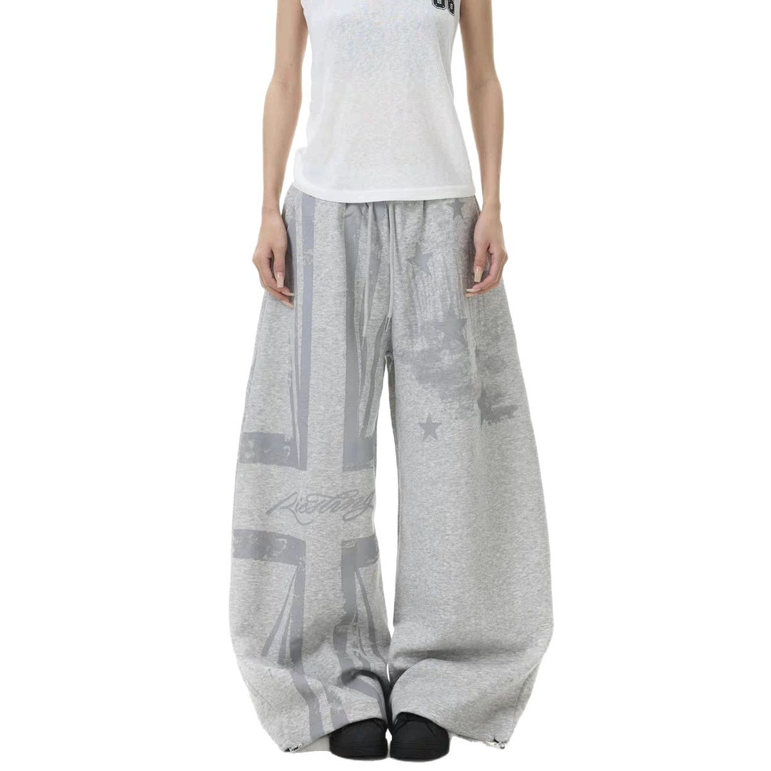 Damen Lässige Übergröße Sweatpants mit grafischen Designelementen Drune