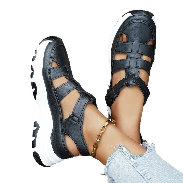 Damen  sportive Plateau-Sandalette im Sneakerstil mit verstellbaren Riemen und dämpfender EVA-Sohle Drune