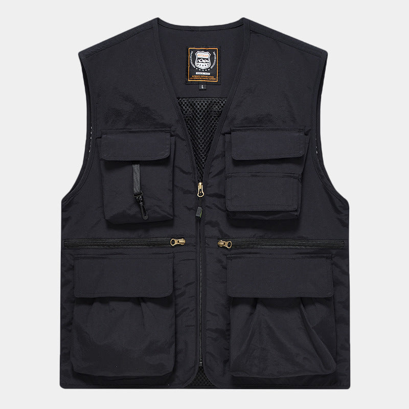 Herren Multifunktionsweste im Expeditionsstil mit Mesh-Innenfutter und Schnellzugriffstaschen Drune