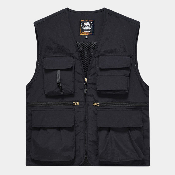 Herren Multifunktionsweste im Expeditionsstil mit Mesh-Innenfutter und Schnellzugriffstaschen Drune