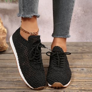 Damen  gestrickte Slip-On Plateau-Sneaker mit atmungsaktivem Obermaterial und gepolstertem Komfortfußbett Drune