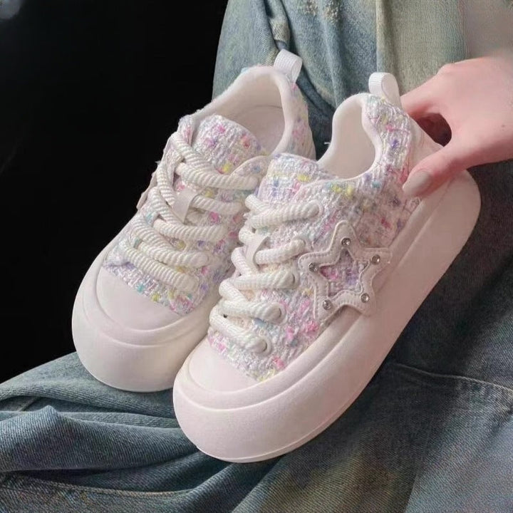 Damen Trendige Komfort-Sneaker mit glitzerndem Sternen-Detail Drune