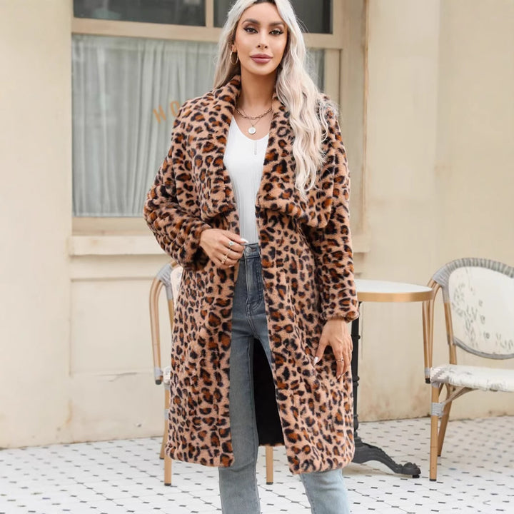 Damen Lange Leopardmuster Drune
