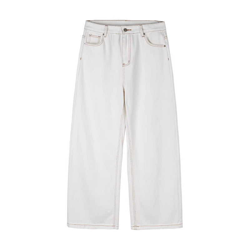 Damen Weite High-Waist Culotte-Jeans mit sichtbaren Kontrastnähten Drune